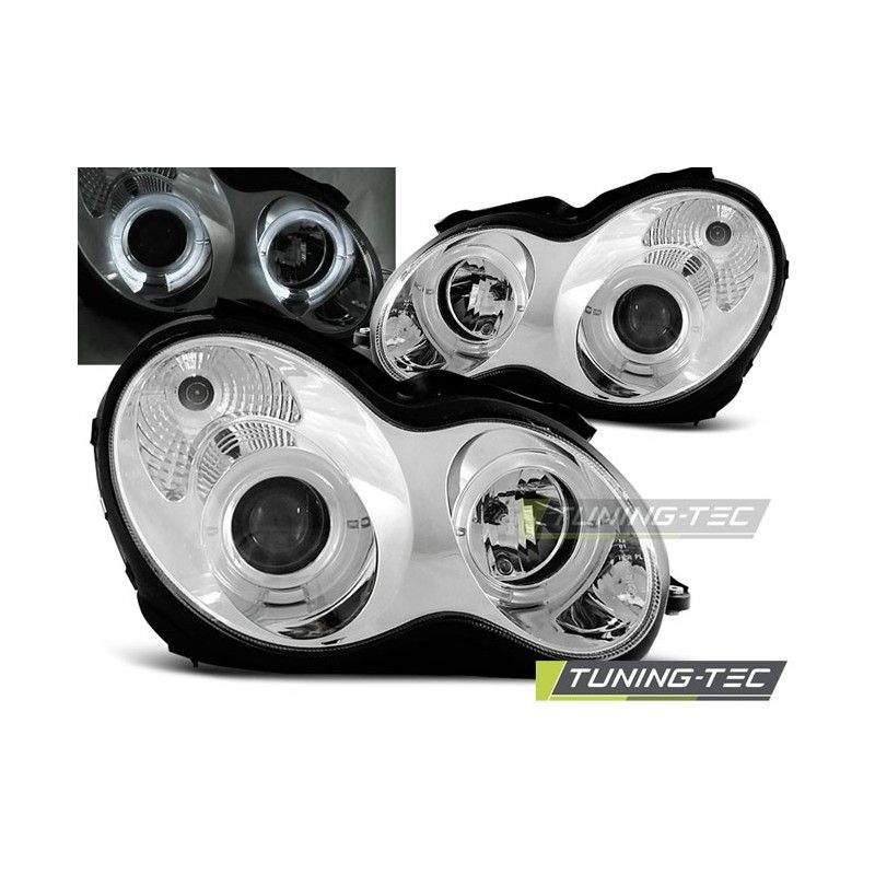 HEADLIGHTS ANGEL EYES CHROME fits MERCEDES W203 C-KLASA 07.00-03.04, Classe C W203 HEADLIGHTS ANGEL EYES CHROME fits MERCEDES W203 C-KLASA 07.00-03.04, Classe C W203