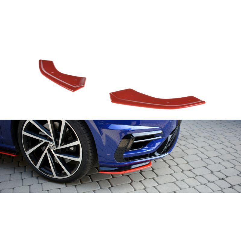 Maxton Lame Du Pare-Chocs Avant V.8 VW Golf 7 R / R-Line Facelift RED, VW-GO-7F-R-FD8RED Tuning.fr