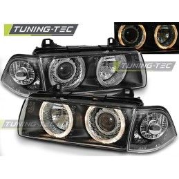 HEADLIGHTS ANGEL EYES BLACK fits BMW E36 12.90-08.99 COUPE CABRIO, Bmw