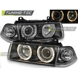 HEADLIGHTS ANGEL EYES BLACK fits BMW E36 12.90-08.99 COUPE CABRIO, Bmw