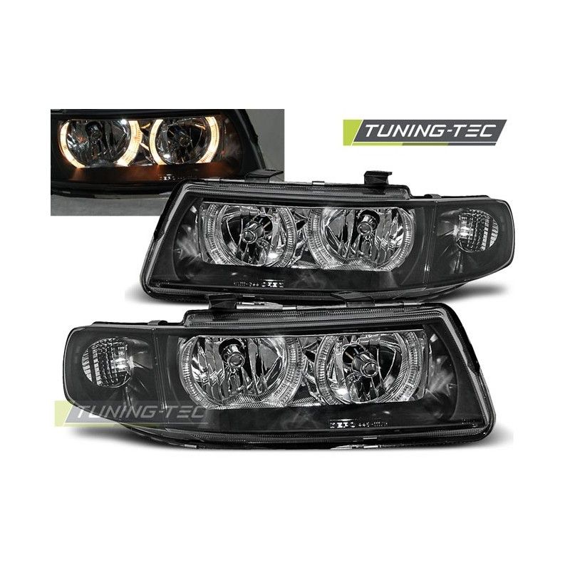HEADLIGHTS ANGEL EYES BLACK fits SEAT LEON / TOLEDO 04.99-08.04, Leon I 99-06 HEADLIGHTS ANGEL EYES BLACK fits SEAT LEON / TOLEDO 04.99-08.04, Leon I 99-06