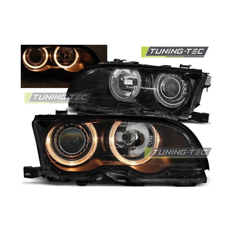 HEADLIGHTS ANGEL EYES BLACK fits BMW E46 09.01-03.03 COUPE CABRIO, Serie 3 E46 Coupé/Cab HEADLIGHTS ANGEL EYES BLACK fits BMW E46 09.01-03.03 COUPE CABRIO, Serie 3 E46 Coupé/Cab