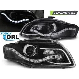 HEADLIGHTS TRUE DRL BLACK fits AUDI A4 B7 11.04-03.08, A4 B7 04-08