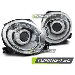 PROJECTOR HEADLIGHTS CHROME fits FIAT 500 07-15, 500