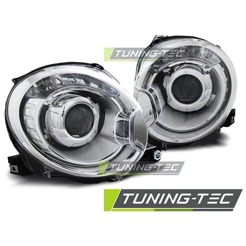 PROJECTOR HEADLIGHTS CHROME fits FIAT 500 07-15, 500
