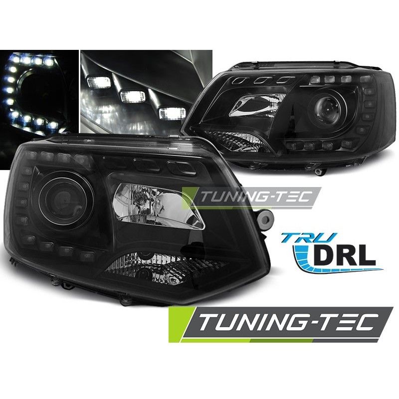 HEADLIGHTS TRUE DRL BLACK fits VW T5 10-15 , T5