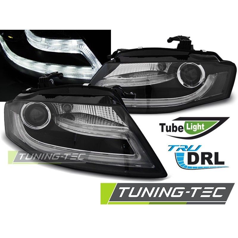 HEADLIGHTS TRUE DRL BLACK fits AUDI A4 B8 04.08-11, A4 B8 08-11 HEADLIGHTS TRUE DRL BLACK fits AUDI A4 B8 04.08-11, A4 B8 08-11