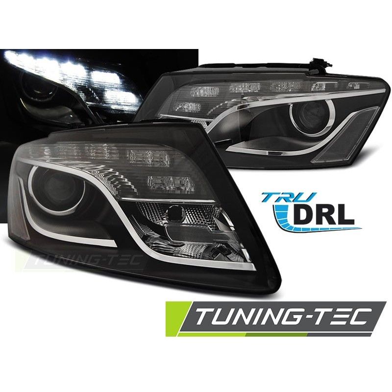 HEADLIGHTS TRUE DRL BLACK fits AUDI Q5 11.08 - 09.12, Q5 HEADLIGHTS TRUE DRL BLACK fits AUDI Q5 11.08 - 09.12, Q5