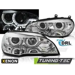 XENON HEADLIGHTS ANGEL EYES LED DRL CHROME fits BMW X5 E70 07-10, Bmw