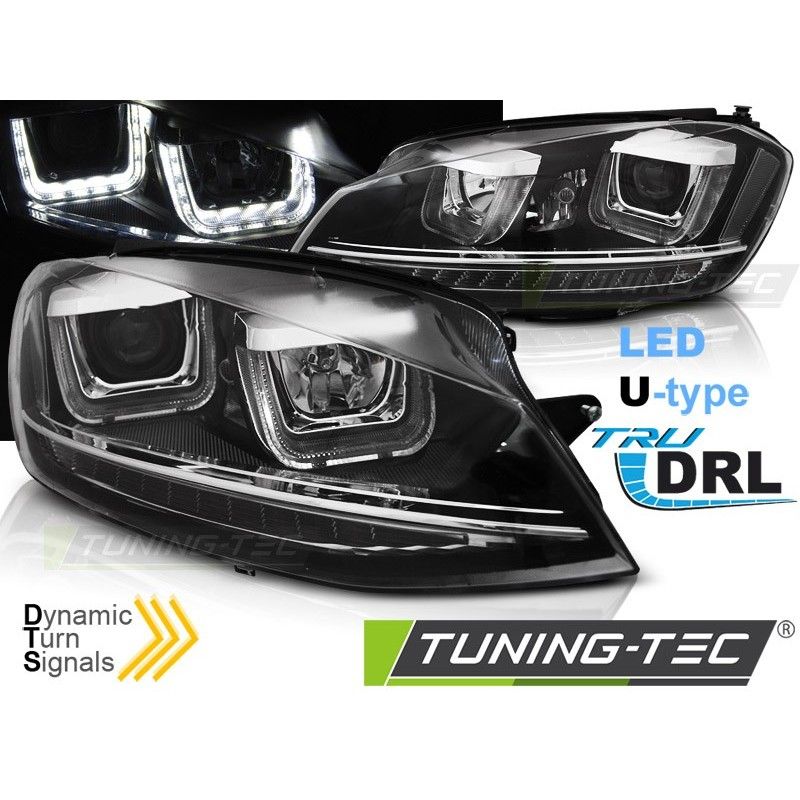 HEADLIGHTS U-LED LIGHT DRL BLACK SEQ fits VW GOLF 7 11.12-17, Golf 7 HEADLIGHTS U-LED LIGHT DRL BLACK SEQ fits VW GOLF 7 11.12-17, Golf 7