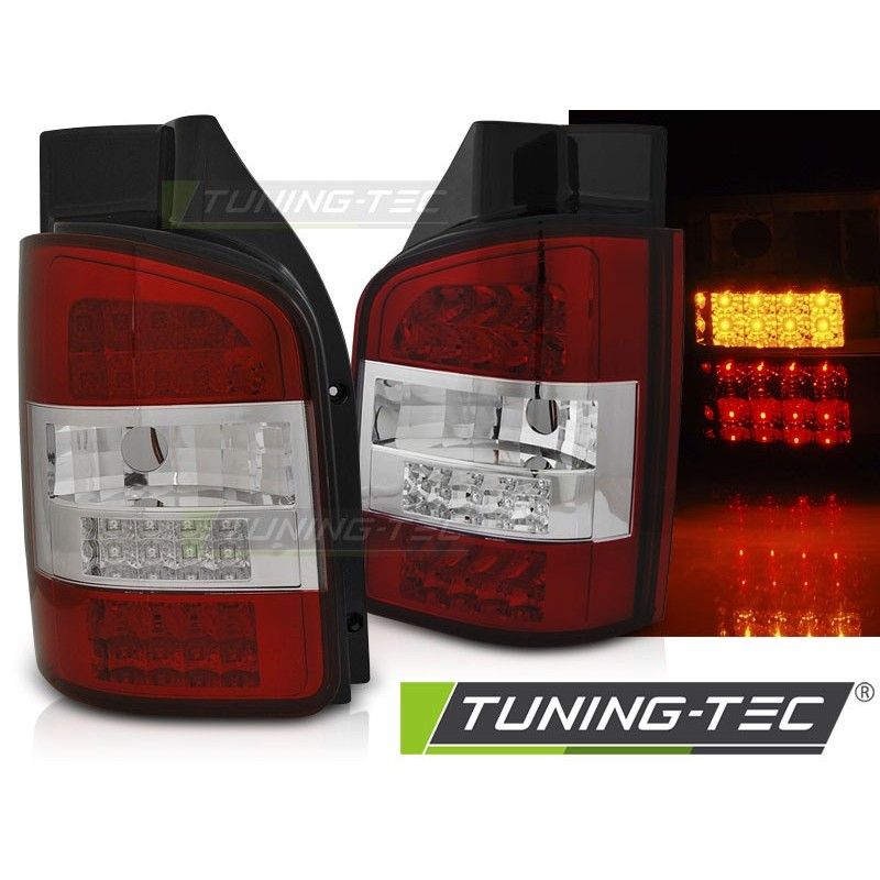 LED TAIL LIGHTS RED WHITE fits VW T5 04.03-09 TRANSPORTER, Volkswagen