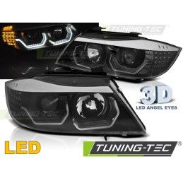 HEADLIGHTS ANGEL EYES LED 3D BLACK fits BMW E90/E91 05-08, Bmw