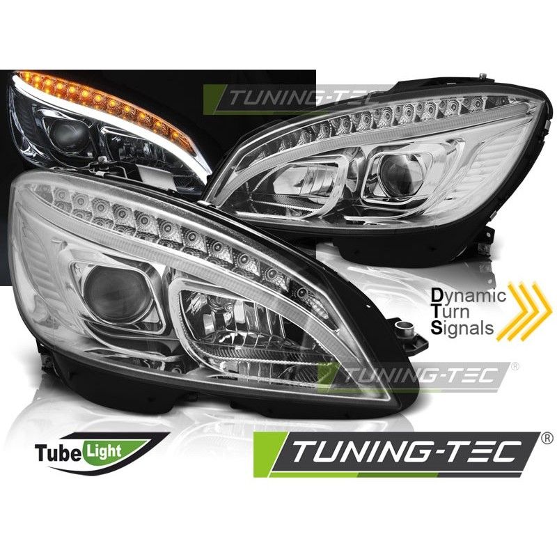 HEADLIGHTS TUBE LIGHT CHROME SEQ fits MERCEDES W204 07-10, Mercedes HEADLIGHTS TUBE LIGHT CHROME SEQ fits MERCEDES W204 07-10, Mercedes