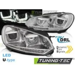 HEADLIGHTS U-LED LIGHT DRL CHROME SEQ fits VW GOLF 6 08-12, Volkswagen