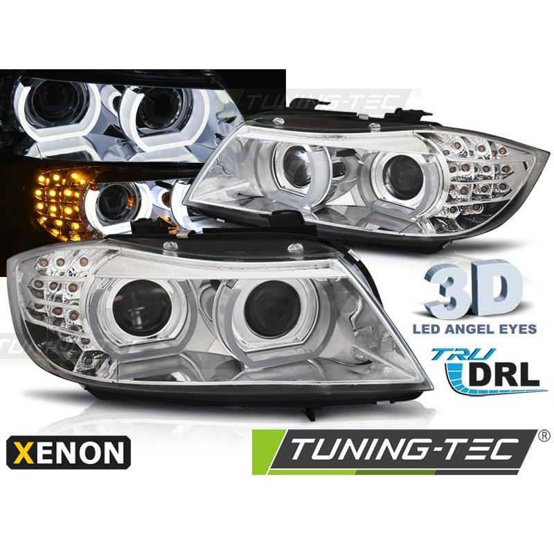 XENON HEADLIGHTS ANGEL EYES LED DRL CHROME fits BMW E90/E91 09-11, Bmw XENON HEADLIGHTS ANGEL EYES LED DRL CHROME fits BMW E90/E91 09-11, Bmw