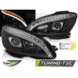 HEADLIGHTS TUBE LIGHT BLACK SEQ fits MERCEDES W204 07-10, Mercedes