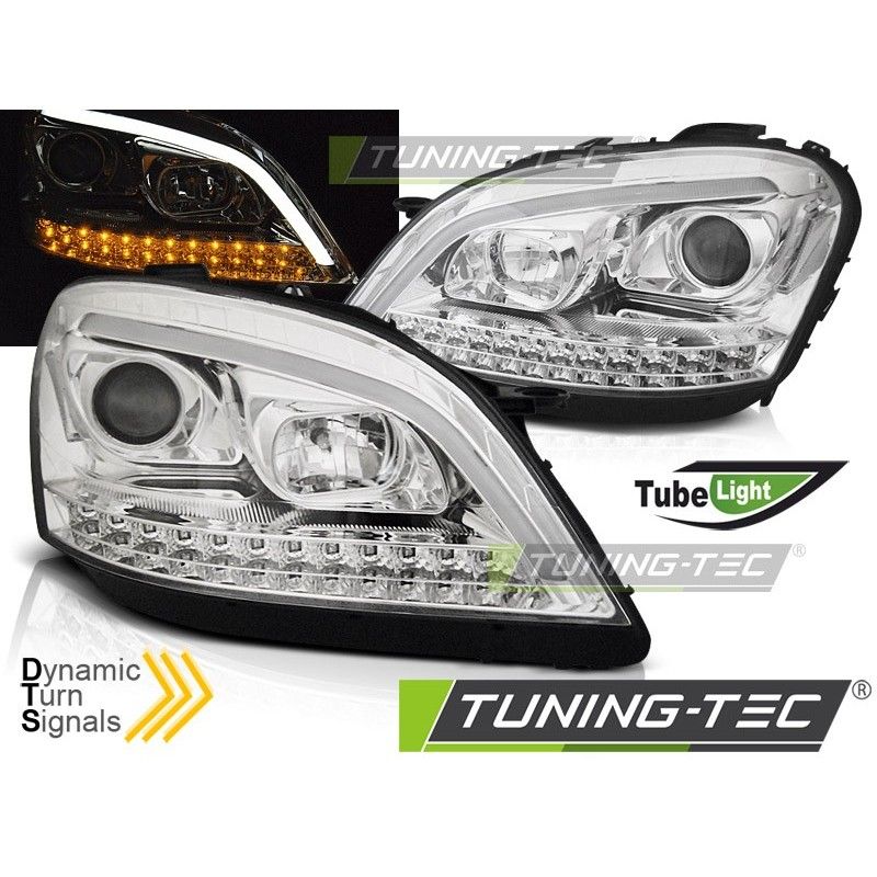 HEADLIGHTS TUBE LIGHT CHROME SEQ fits MERCEDES W164 ML M-KLASA 05-07, Mercedes