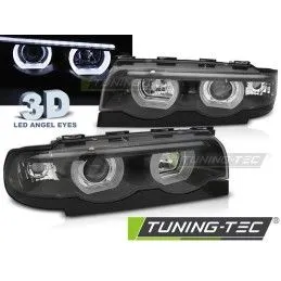 HEADLIGHTS ANGEL EYES LED 3D BLACK fits BMW E38 94-01, Bmw