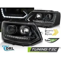 HEADLIGHTS TUBE LIGHT DRL BLACK SEQ fits VW T5 2010-2015, Volkswagen