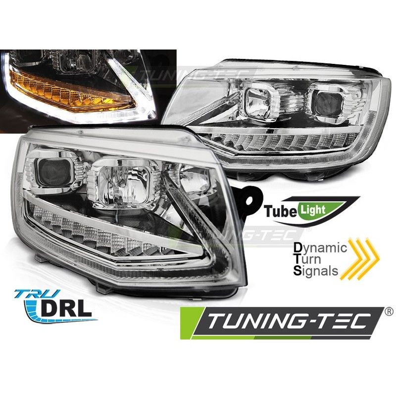 HEADLIGHTS TUBE LIGHT DRL CHROME SEQ fits VW T6 15-19, Volkswagen HEADLIGHTS TUBE LIGHT DRL CHROME SEQ fits VW T6 15-19, Volkswagen