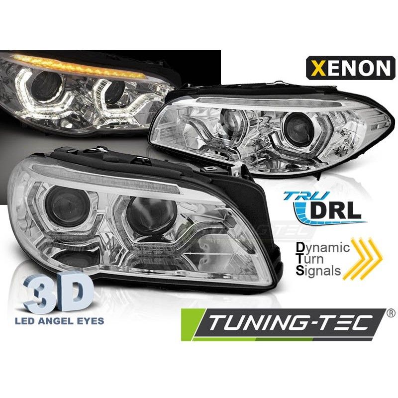 XENON HEADLIGHTS ANGEL EYES LED DRL CHROME SEQ fits BMW F10/F11 10-13, Bmw XENON HEADLIGHTS ANGEL EYES LED DRL CHROME SEQ fits BMW F10/F11 10-13, Bmw