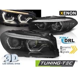 XENON HEADLIGHTS ANGEL EYES LED DRL BLACK SEQ fits BMW F10/F11 10-13, Bmw