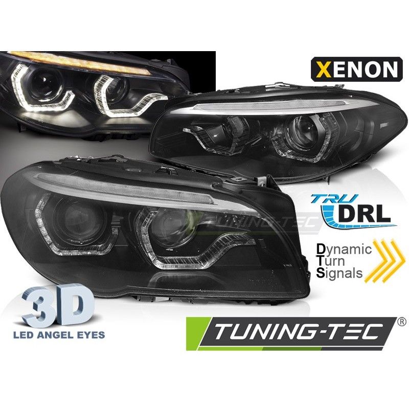 XENON HEADLIGHTS ANGEL EYES LED DRL BLACK SEQ fits BMW F10/F11 10-13, Bmw XENON HEADLIGHTS ANGEL EYES LED DRL BLACK SEQ fits BMW F10/F11 10-13, Bmw