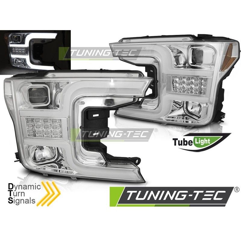 HEADLIGHTS TUBE LIGHT CHROME fits FORD F150 MK13 17-20, Ford HEADLIGHTS TUBE LIGHT CHROME fits FORD F150 MK13 17-20, Ford