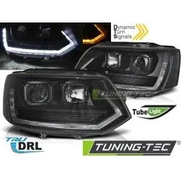HEADLIGHTS TUBE LIGHT T6 LOOK BLACK DRL SEQ fits VW T5 10-15, Volkswagen