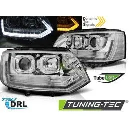 HEADLIGHTS TUBE LIGHT T6 LOOK CHROME DRL SEQ fits VW T5 10-15, Volkswagen