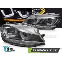 HEADLIGHTS LIGHT SEQ BLACK WITH CHROME LINE fits VW GOLF 7 13-17, Nouveaux produits tuning-tec