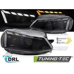 HEADLIGHTS LIGHT BLACK LED DRL SEQ W/WELCOME fits VW GOLF 7 17-19, Nouveaux produits tuning-tec