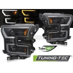 HEADLIGHTS TUBE LIGHT DOUBLE BLACK fits FORD F150 MK13 14-17, Nouveaux produits tuning-tec