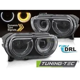 HEADLIGHTS BLACK DRL fits DODGE CHALLENGER 08-14, Nouveaux produits tuning-tec