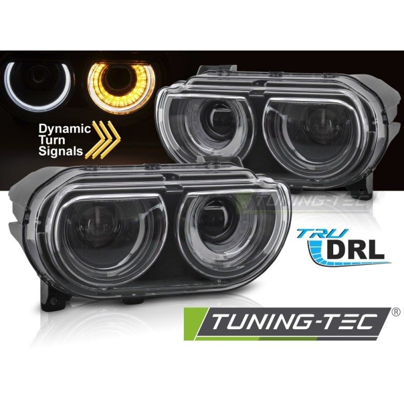 HEADLIGHTS BLACK DRL fits DODGE CHALLENGER 08-14, Nouveaux produits tuning-tec