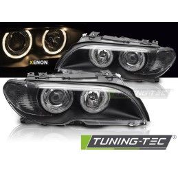 XENON HEADLIGHTS ANGEL EYES BLACK fits BMW E46 03-06 COUPE CABRIO, Nouveaux produits tuning-tec