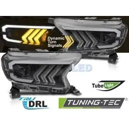 HEADLIGHTS TUBE LIGHT BLACK fits FORD RANGER V 16-22, Nouveaux produits tuning-tec