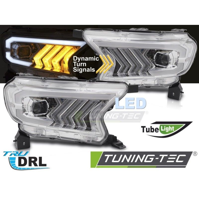 HEADLIGHTS TUBE LIGHT CHROME fits FORD RANGER V 16-22, Nouveaux produits tuning-tec