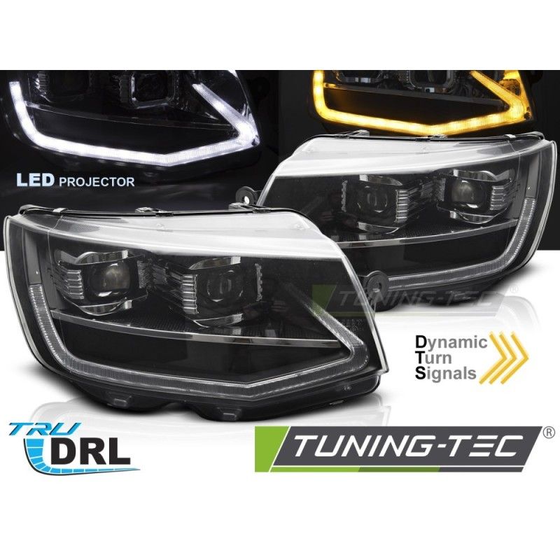 LED HEADLIGHTS TUBE LIGHT BLACK DRL SEQ fits VW T6 15-19, Nouveaux produits tuning-tec