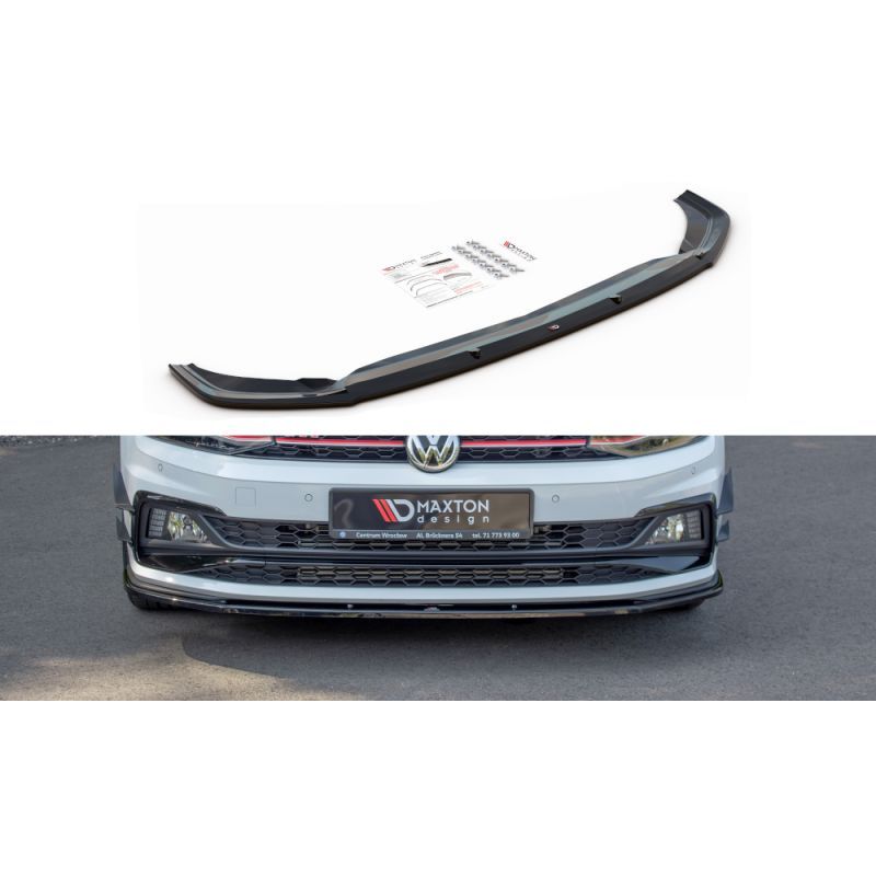 Maxton LAME DU PARE-CHOCS AVANT / SPLITTER V.1 VW POLO MK6 GTI Gloss Black, VW-PO-6-GTI-FD1G Tuning.fr