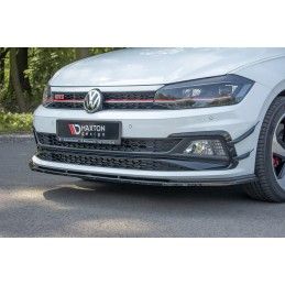 Maxton LAME DU PARE-CHOCS AVANT / SPLITTER V.1 VW POLO MK6 GTI Gloss Black, VW-PO-6-GTI-FD1G Tuning.fr