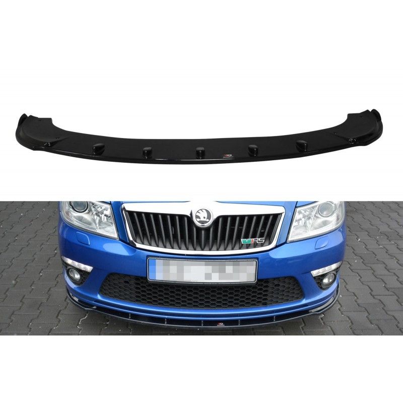 Maxton Lame Du Pare-Chocs Avant V.1 Skoda Octavia RS Mk2 FL Gloss Black, SK-OC-2F-RS-FD1G Tuning.fr