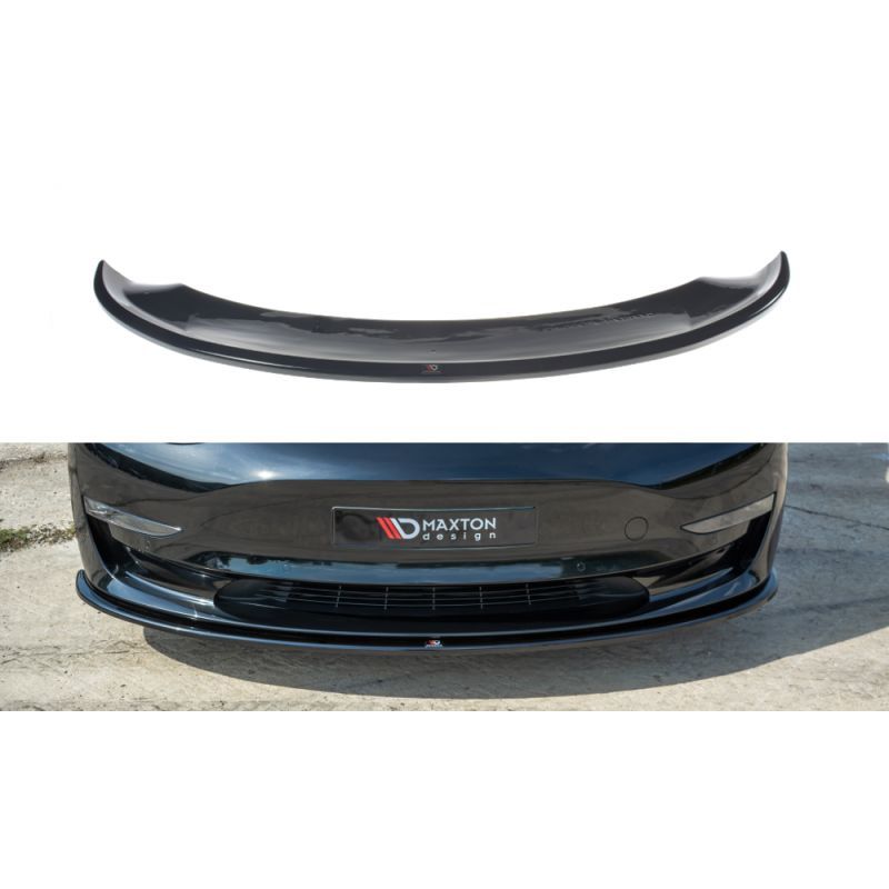 Maxton Lame du pare-chocs avant / Splitter Tesla Model 3 Gloss Black, TE-MODEL3-1-FD1G Tuning.fr