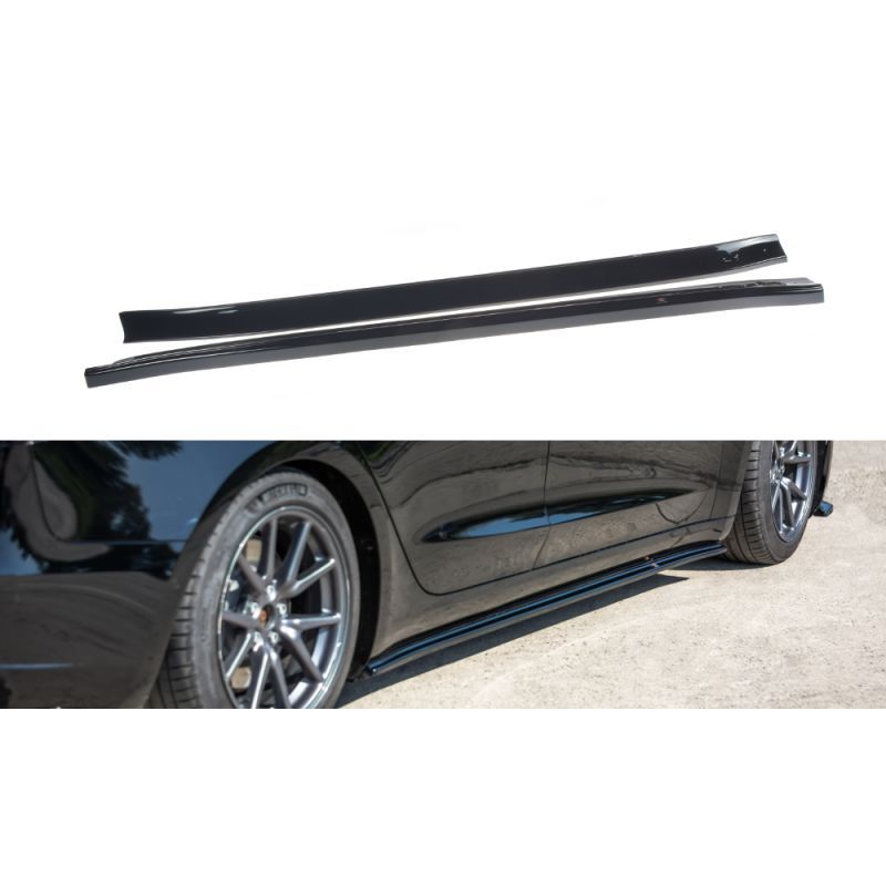 Maxton Set des diffuseur des bas de caisse Tesla Model 3 Gloss Black, TE-MODEL3-1-SD1G Tuning.fr