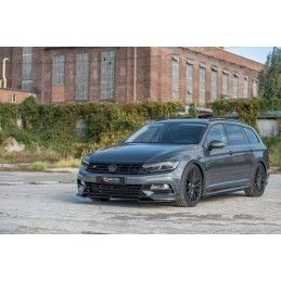 Maxton Lame du pare-chocs avant / Splitter V.2 Volkswagen Passat R-Line B8 Gloss Black, VW-PA-B8-RLINE-FD2G Tuning.fr