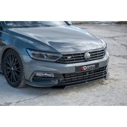 Maxton Lame du pare-chocs avant / Splitter V.2 Volkswagen Passat R-Line B8 Gloss Black, VW-PA-B8-RLINE-FD2G Tuning.fr