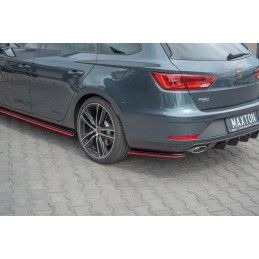 Maxton Lame Du Pare-Chocs Arriere V.4 Seat Leon Cupra Mk3 FL Sportstourer Gloss Black + Red, SELE3FCUST-RSD1RRED+RSD1G Tuning.fr