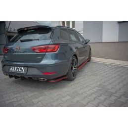 Maxton Lame Du Pare-Chocs Arriere V.4 Seat Leon Cupra Mk3 FL Sportstourer Gloss Black + Red, SELE3FCUST-RSD1RRED+RSD1G Tuning.fr