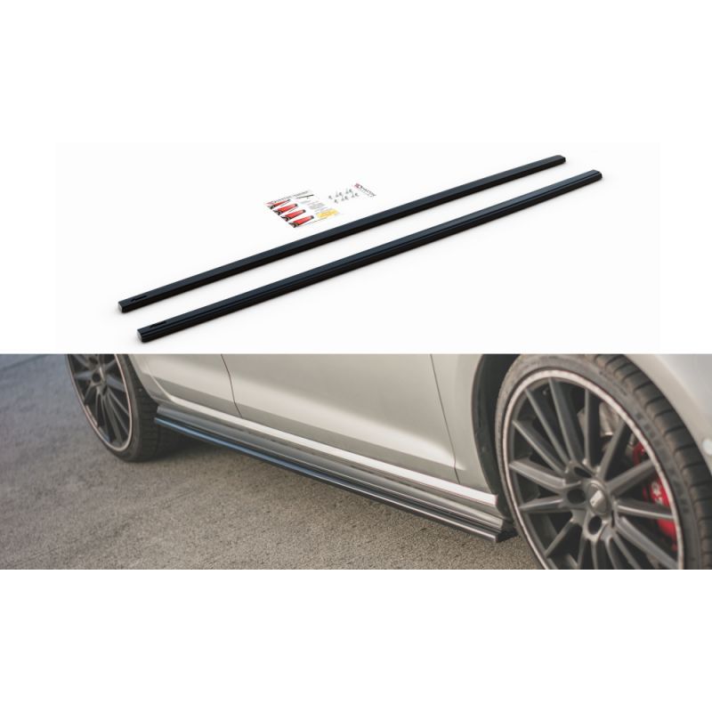 Maxton Rajouts Des Bas De Caisse Pour V.2 VW Golf 7 GTI (étroite) Gloss Black, VW-GO-7/7F-GTI-SD2G Tuning.fr