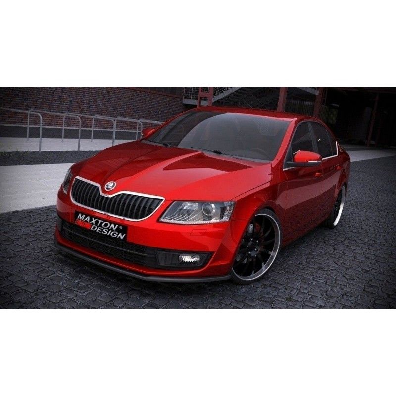 Maxton Lame Du Pare-Chocs Avant V.1 Skoda Octavia Mk3 Gloss Black, SK-OC-3-FD1G Tuning.fr